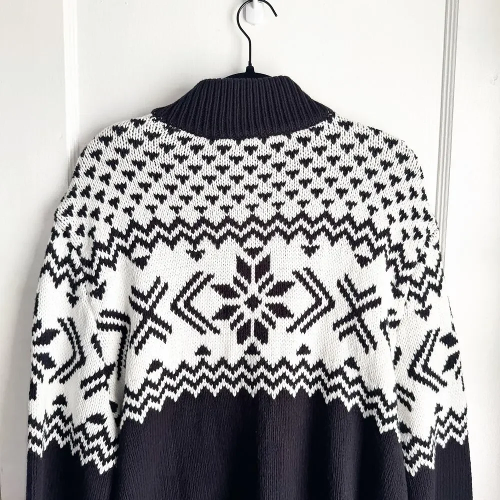 EXPRESS Men's Nordic Fair Isle Holiday Chunky Zip Sweater Cardigan Full Zip XXL